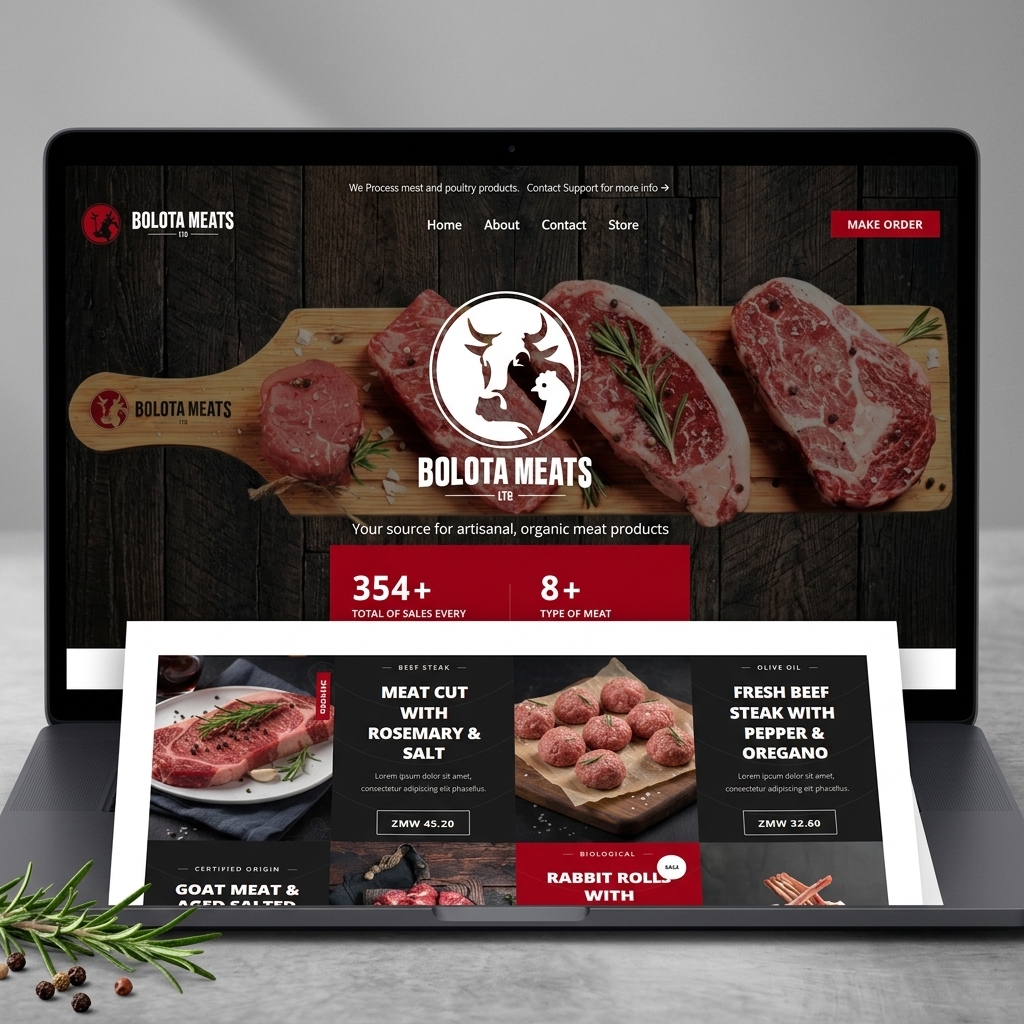 Website preview for Bolota Meats
